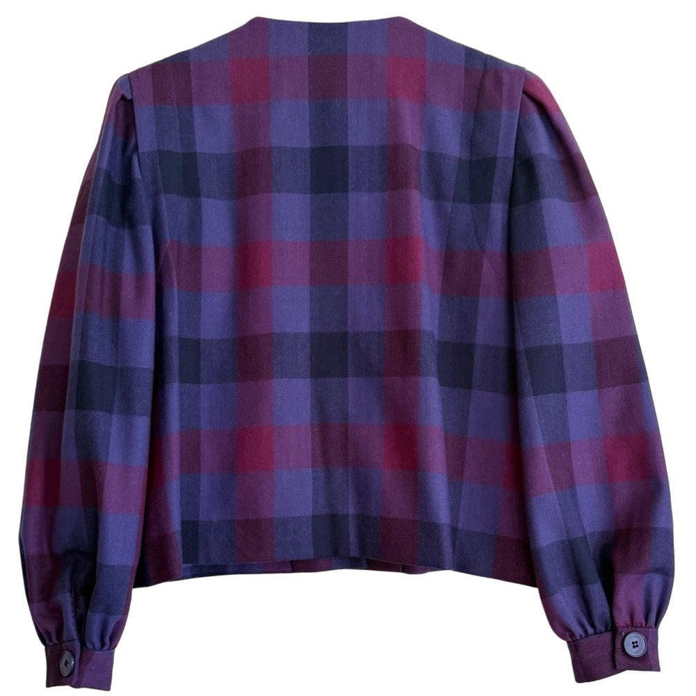 WILLIAM ROYCE 100% Pure Wool Vintage 70’s Colorful Structured Plaid Jacket Sz 14 - Picture 3 of 10